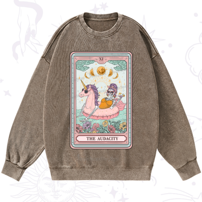 Purplehecate The Audacity Skeleton Tarot Card Washed Sweatshirt
