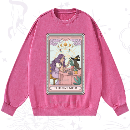 Purplehecate The Witchy Cat Mom Tarot Washed Sweatshirt