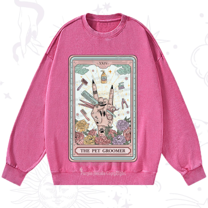 Purplehecate The Pet Groomer Tarot Card Washed Sweatshirt