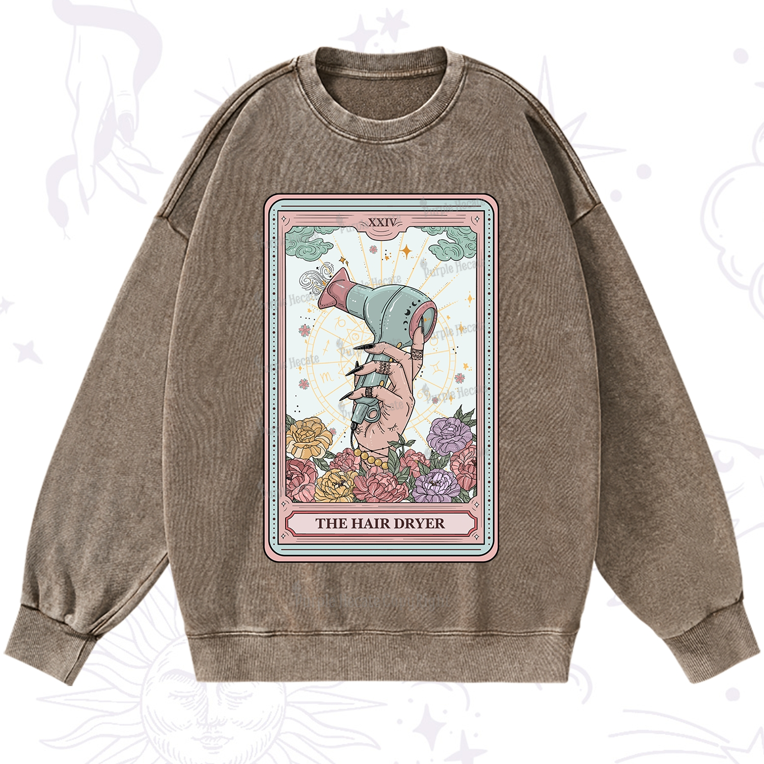 Purplehecate The Hair Dryer Life Tarot Washed Sweatshirt