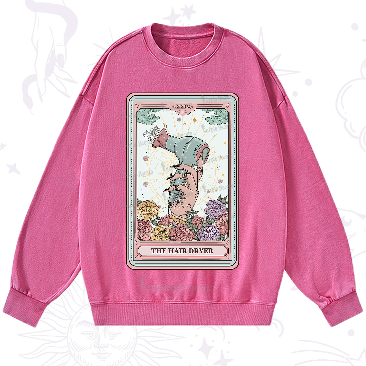 Purplehecate The Hair Dryer Life Tarot Washed Sweatshirt