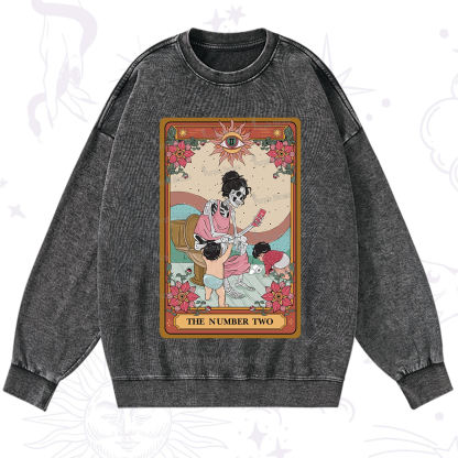 Purplehecate The Number Two Tarot Washed Sweatshirt