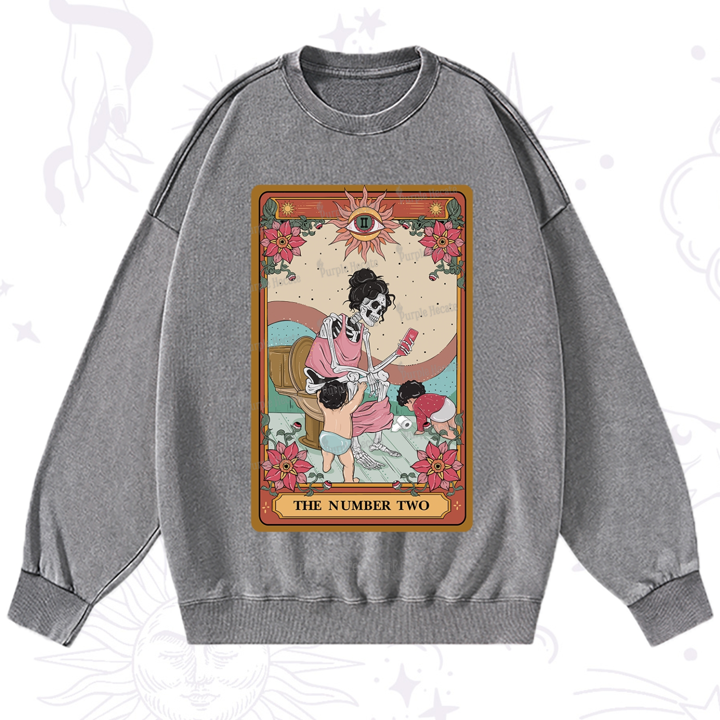 Purplehecate The Number Two Tarot Washed Sweatshirt