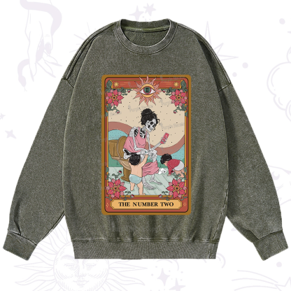 Purplehecate The Number Two Tarot Washed Sweatshirt