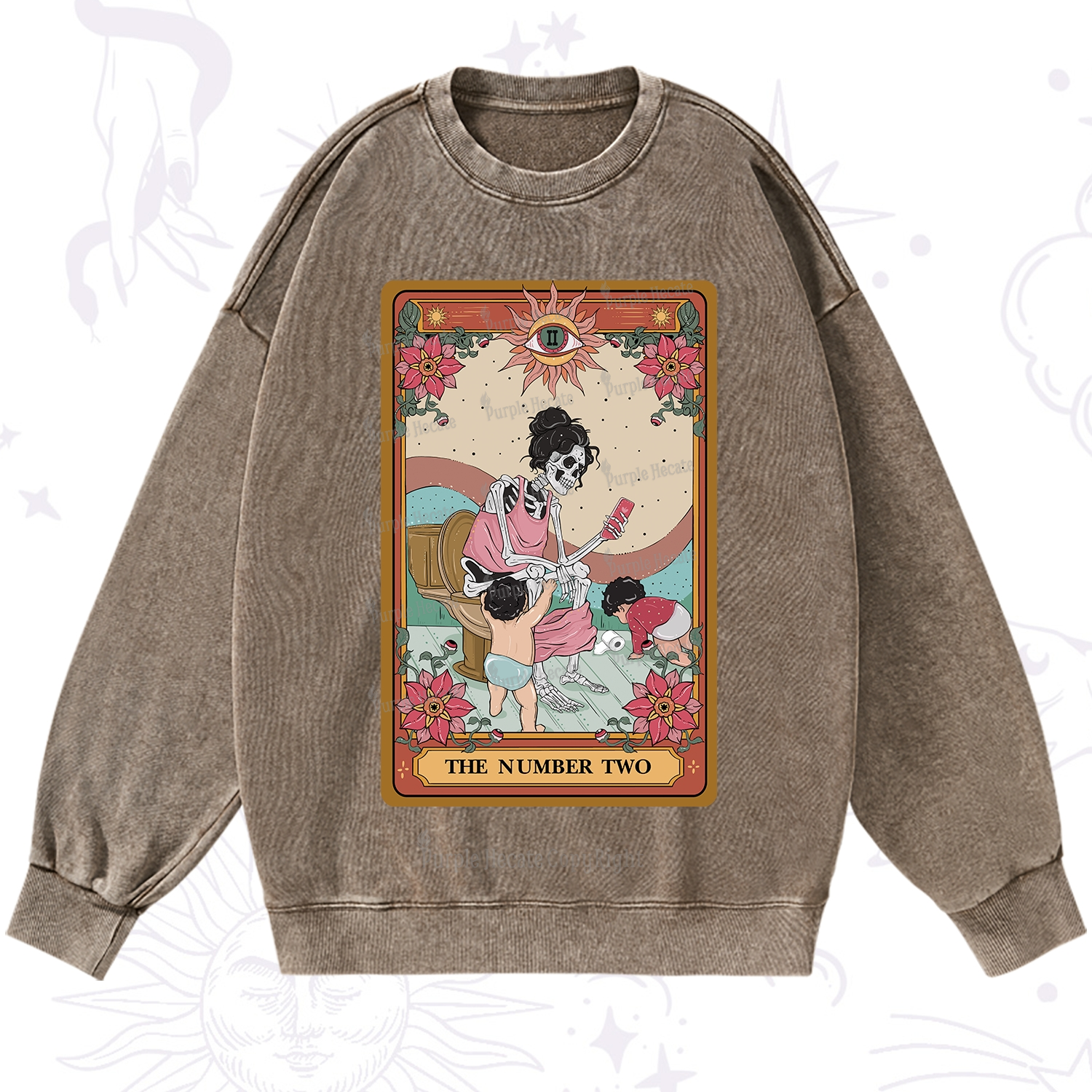 Purplehecate The Number Two Tarot Washed Sweatshirt