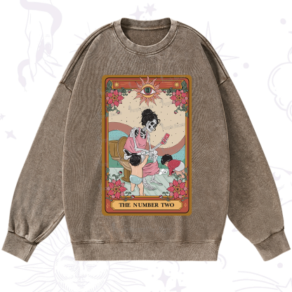 Purplehecate The Number Two Tarot Washed Sweatshirt