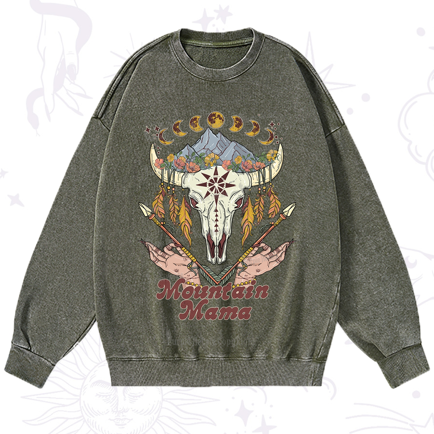 Purplehecate Mountain Mama Washed Sweatshirt