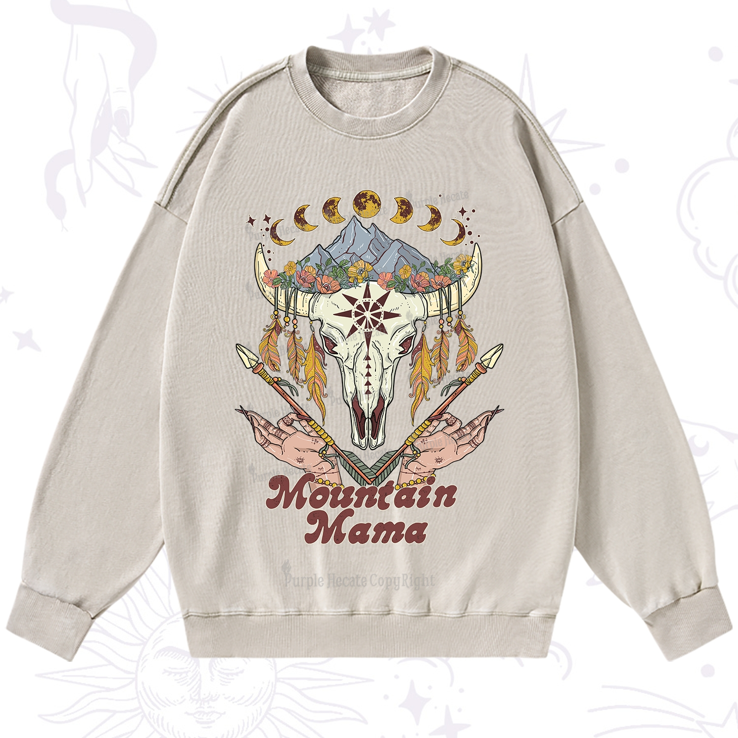 Purplehecate Mountain Mama Washed Sweatshirt