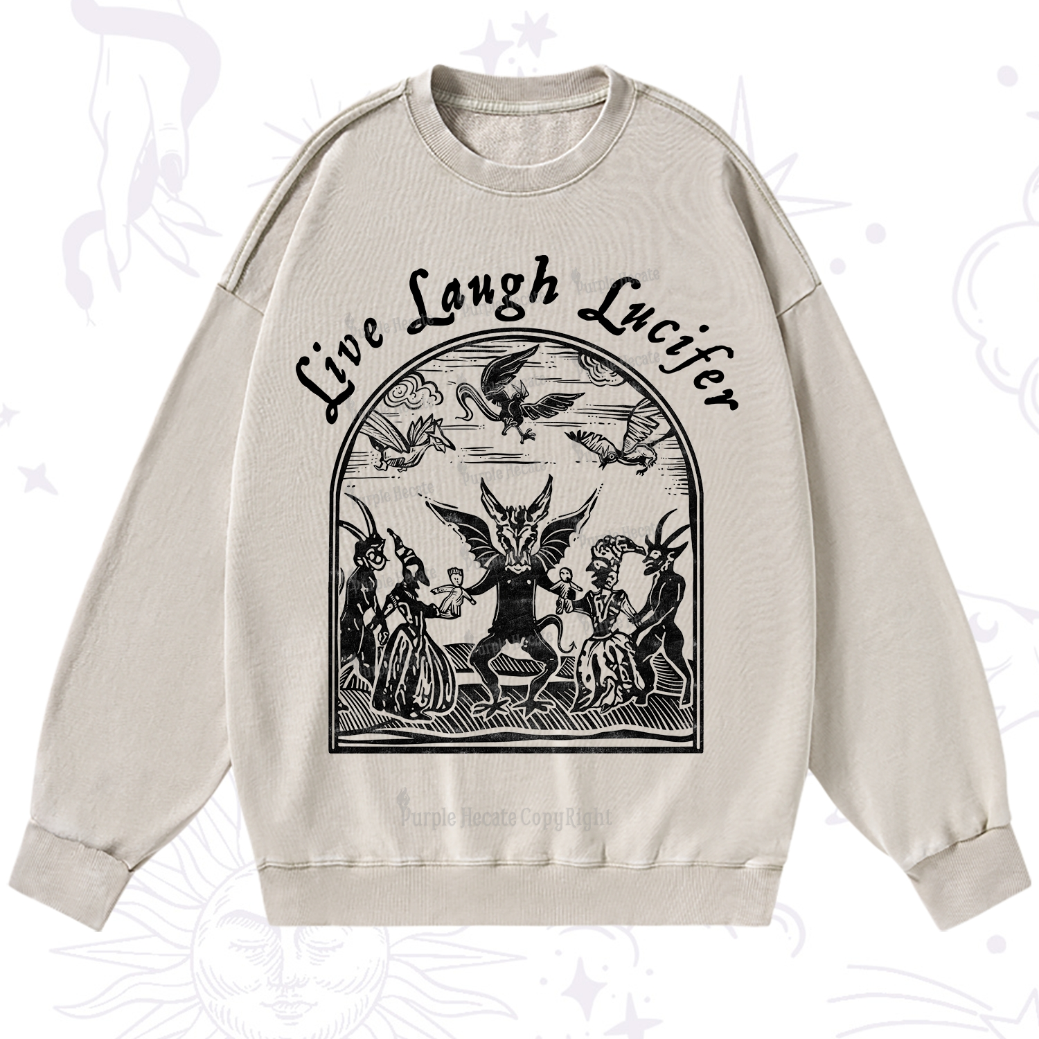 Purplehecate Live Laugh Lucifer Washed Sweatshirt