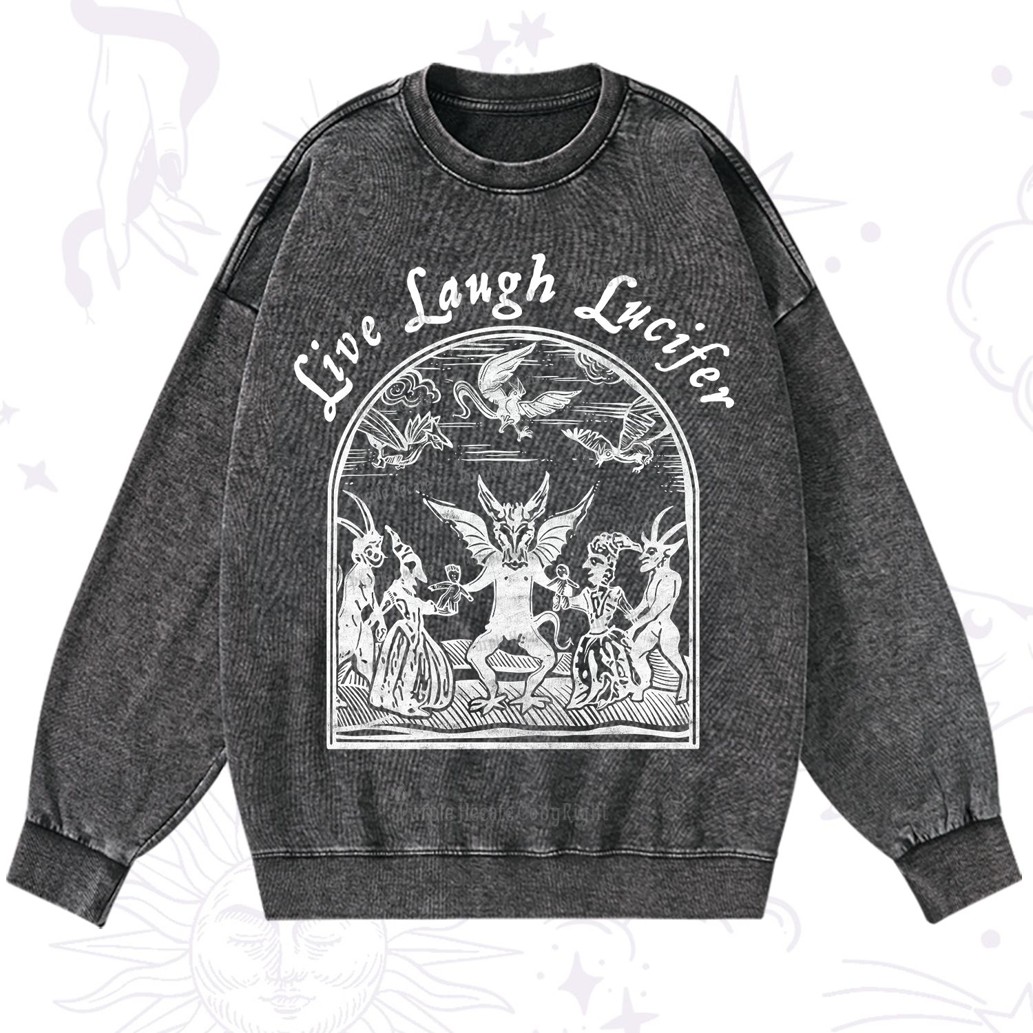 Purplehecate Live Laugh Lucifer Washed Sweatshirt