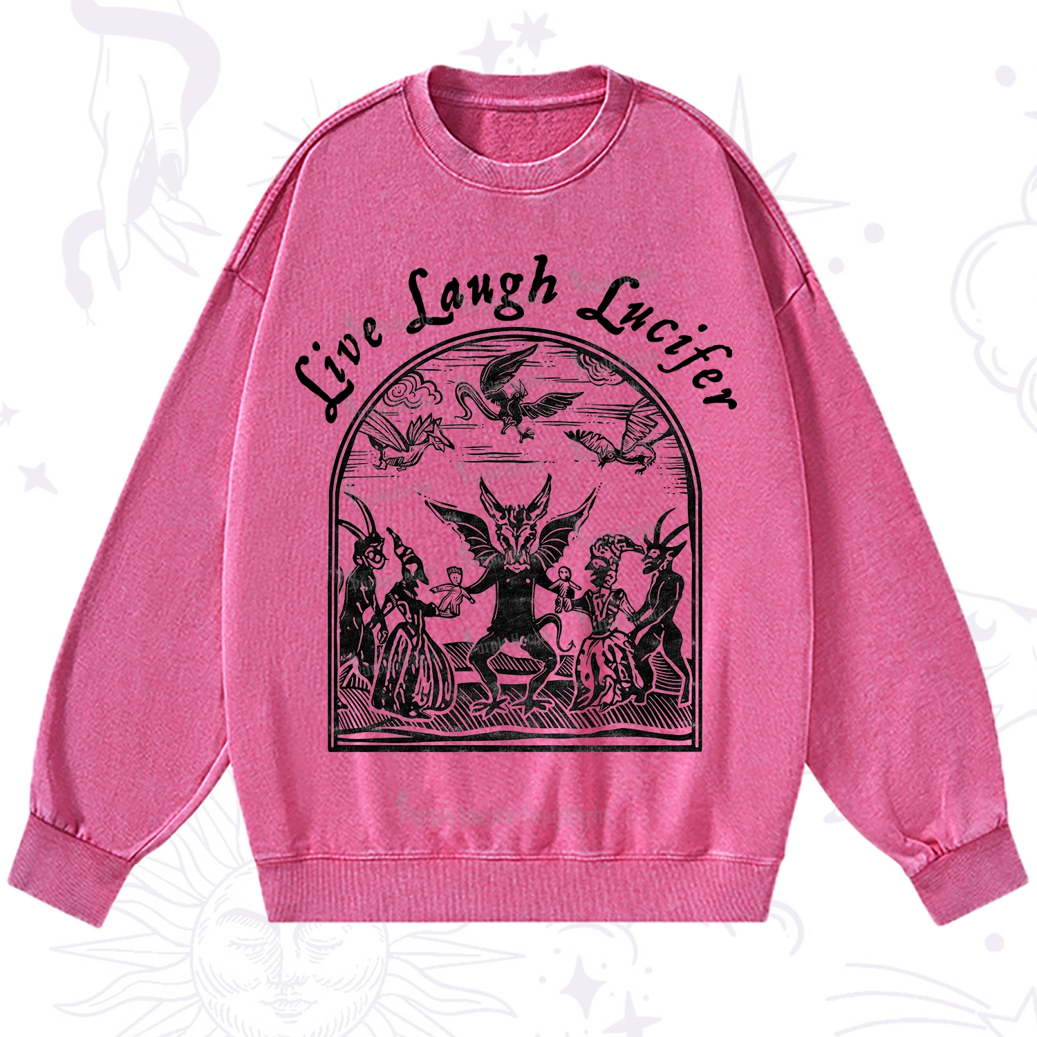 Purplehecate Live Laugh Lucifer Washed Sweatshirt