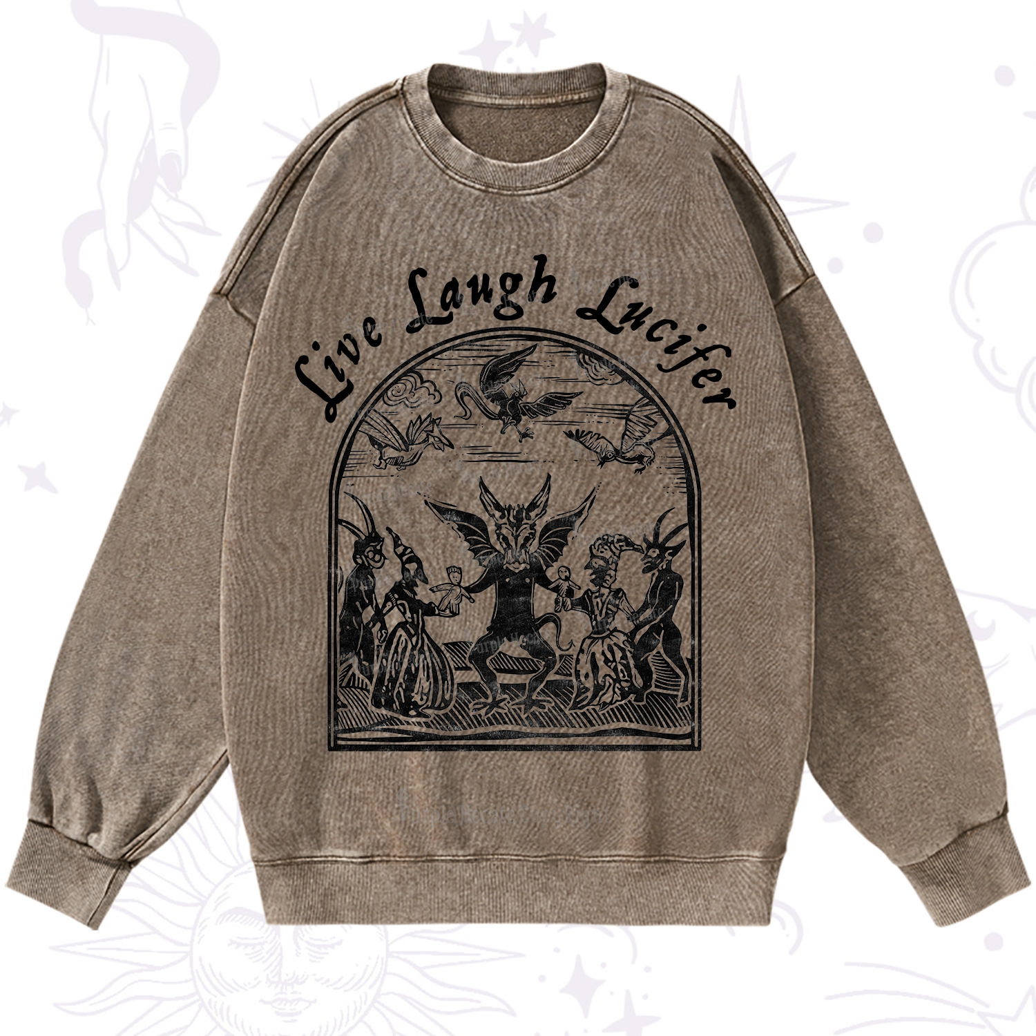 Purplehecate Live Laugh Lucifer Washed Sweatshirt