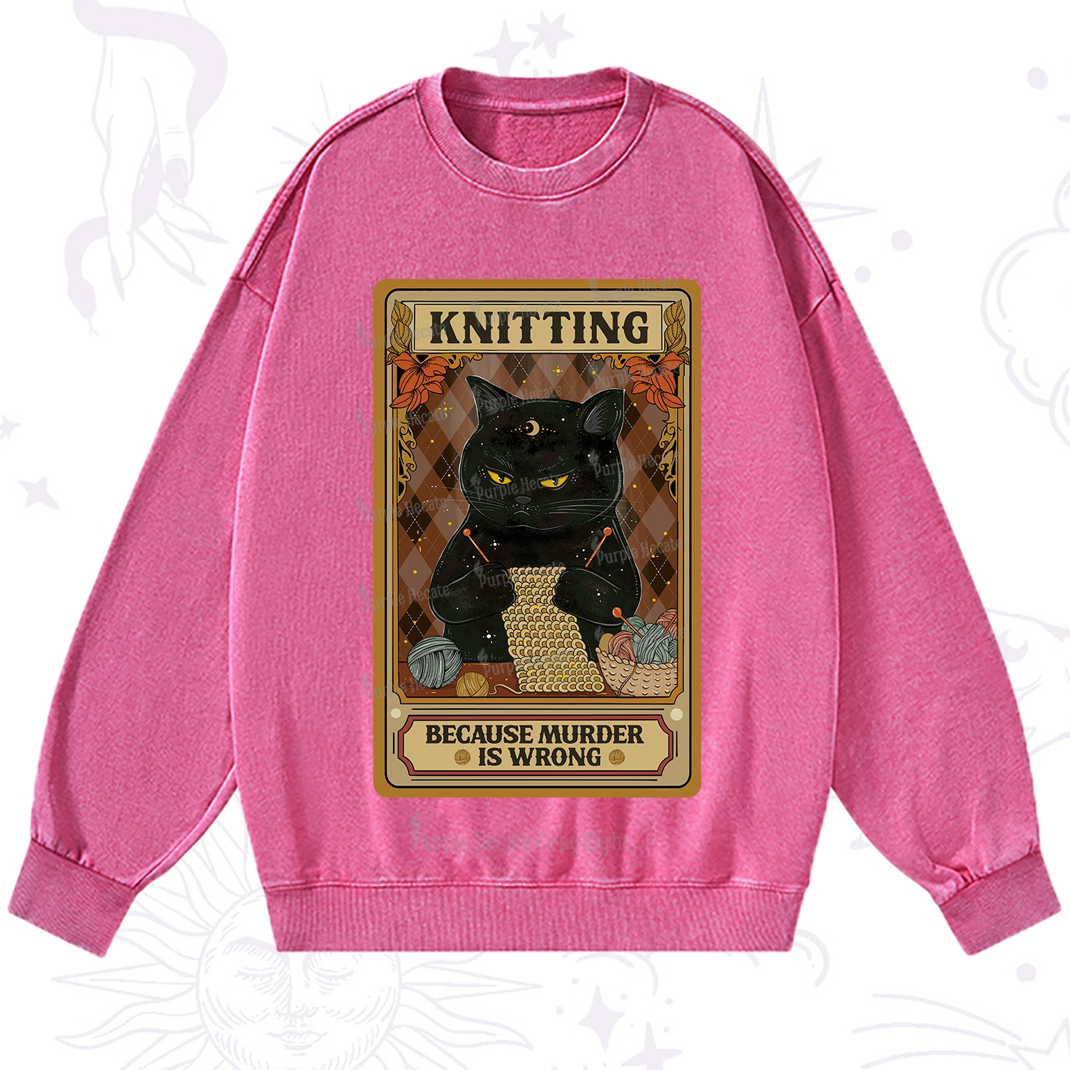 Purplehecate Knitting Because Murder Is Wrong Washed Sweatshirt