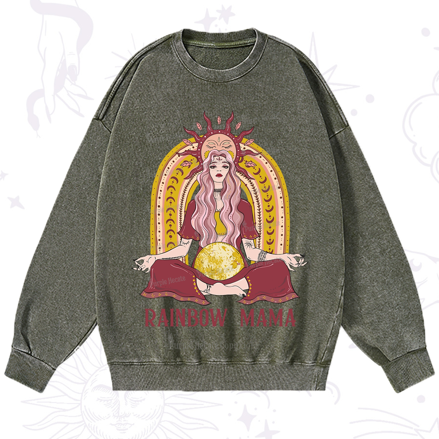 Purplehecate Rainbow Mama Washed Sweatshirt