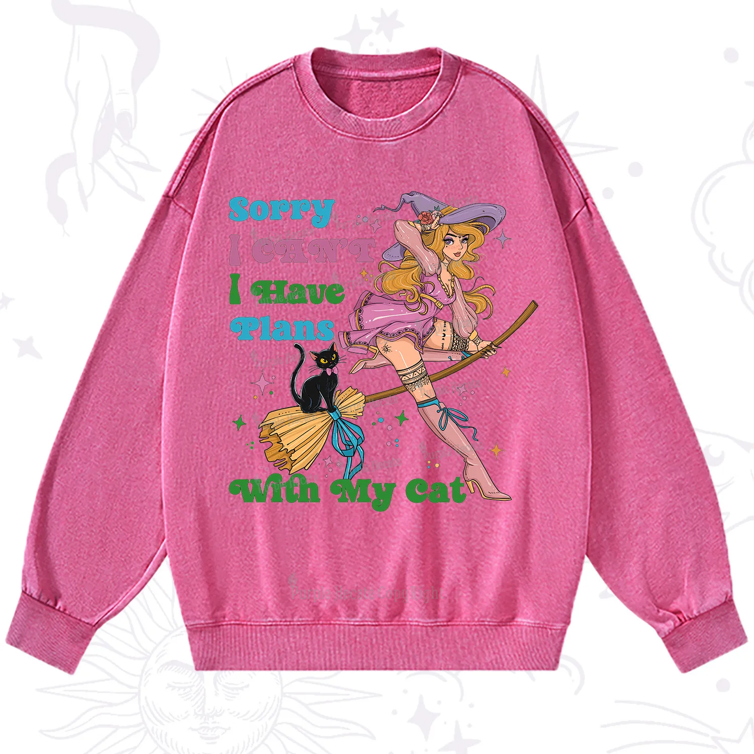 Purplehecate Sorry I Can’t I Have Plans With My Cat Washed Sweatshirt
