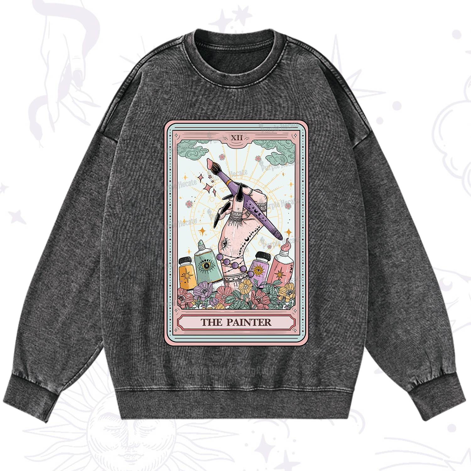 Purplehecate The Painter Tarot Washed Sweatshirt