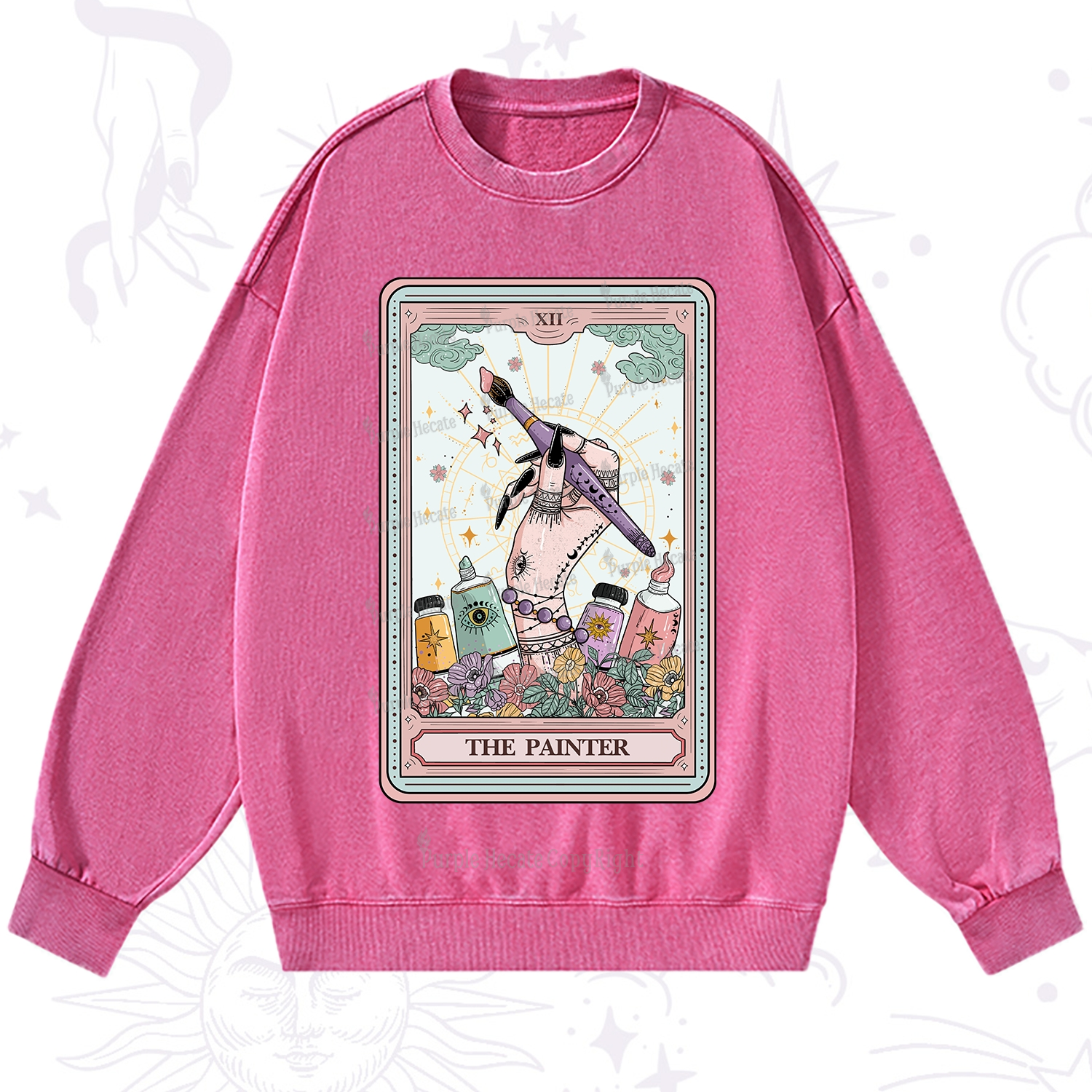 Purplehecate The Painter Tarot Washed Sweatshirt