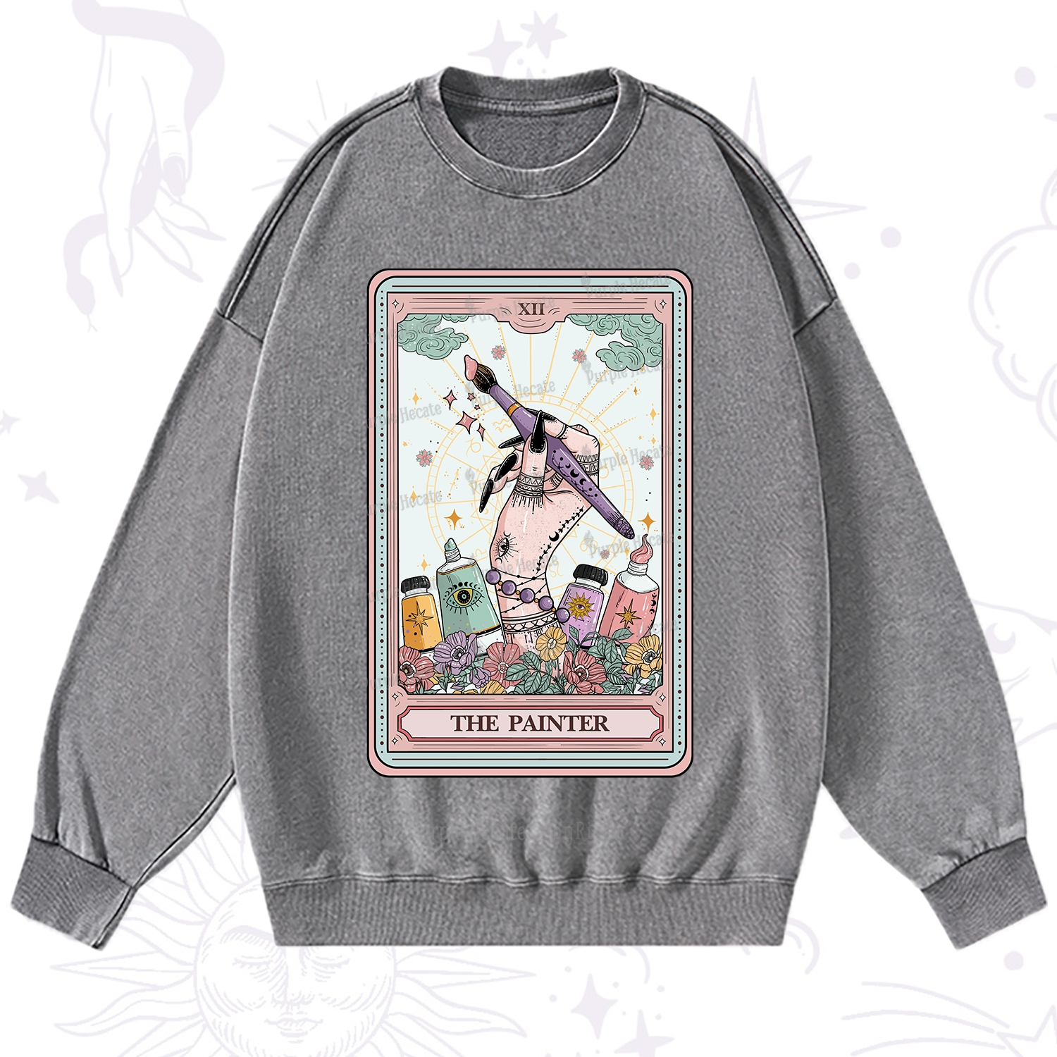 Purplehecate The Painter Tarot Washed Sweatshirt