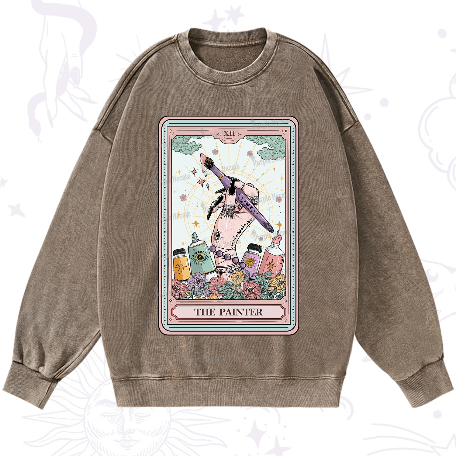 Purplehecate The Painter Tarot Washed Sweatshirt