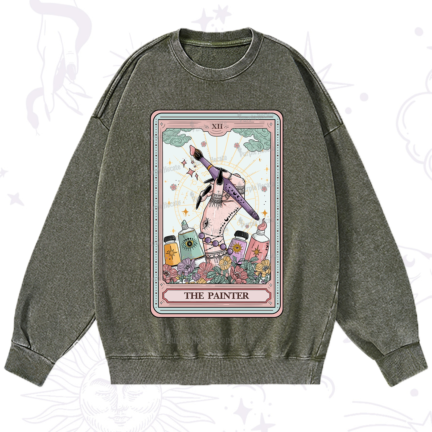 Purplehecate The Painter Tarot Washed Sweatshirt