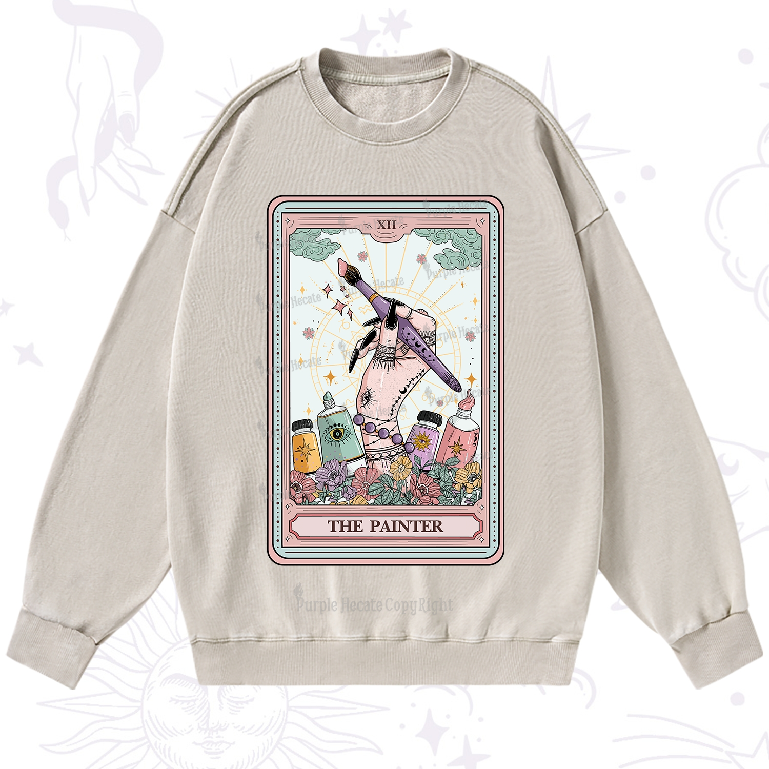 Purplehecate The Painter Tarot Washed Sweatshirt