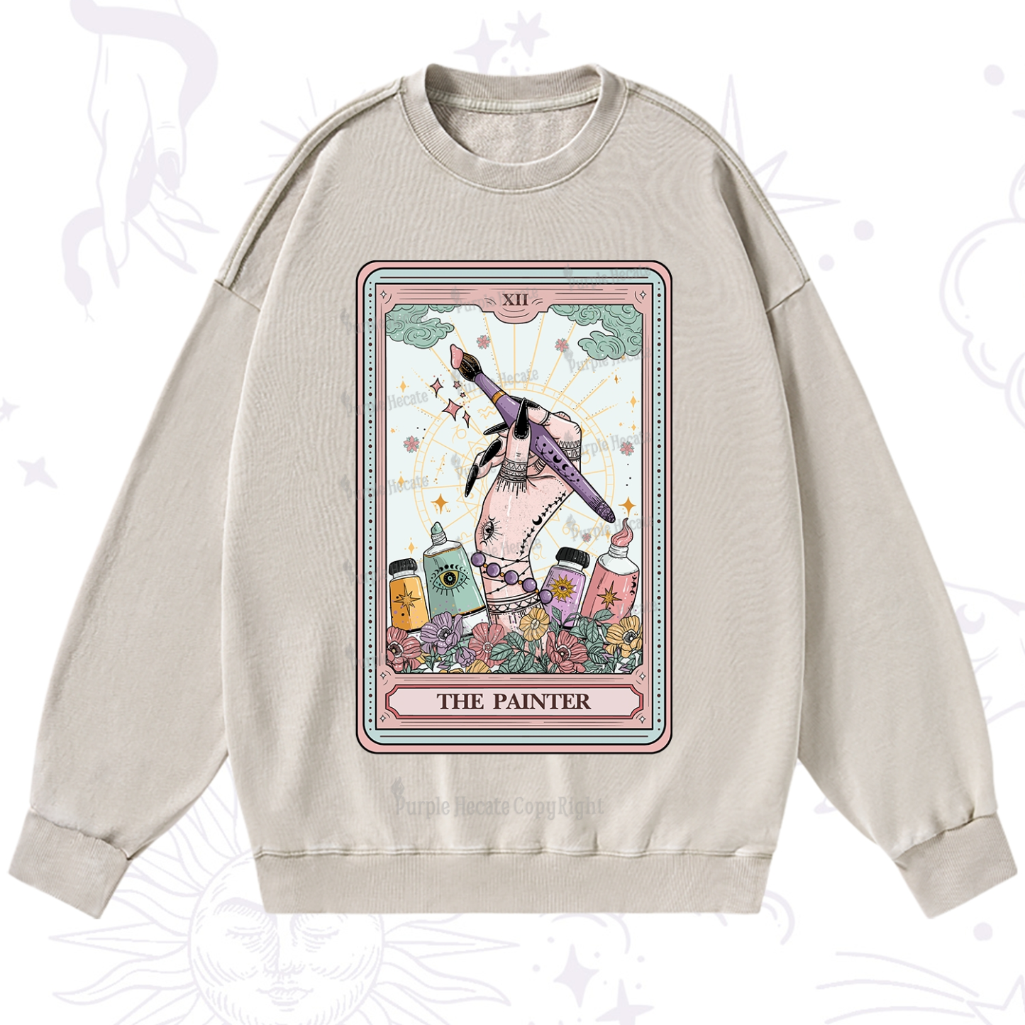 Purplehecate The Painter Tarot Washed Sweatshirt
