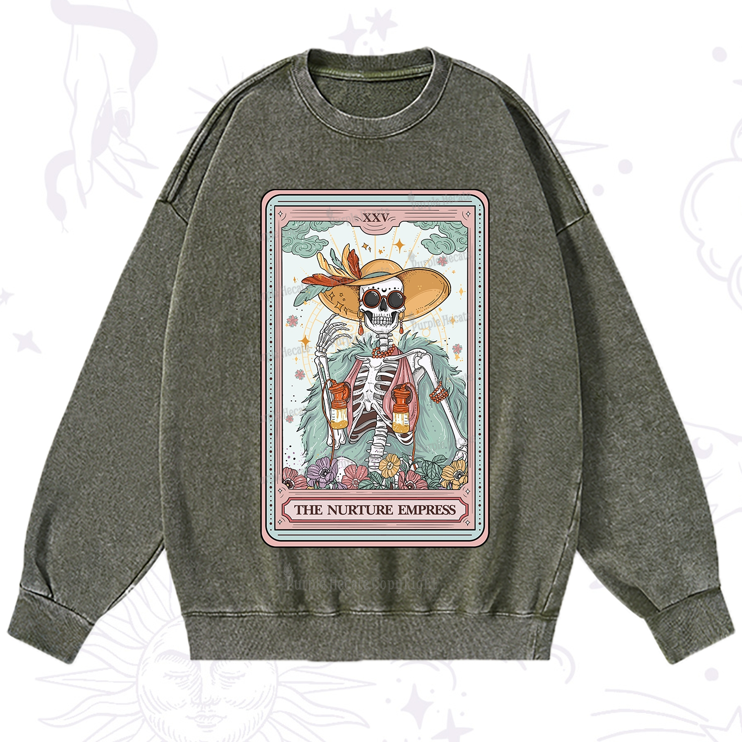 Purplehecate The Nurture Empress Tarot Washed Sweatshirt