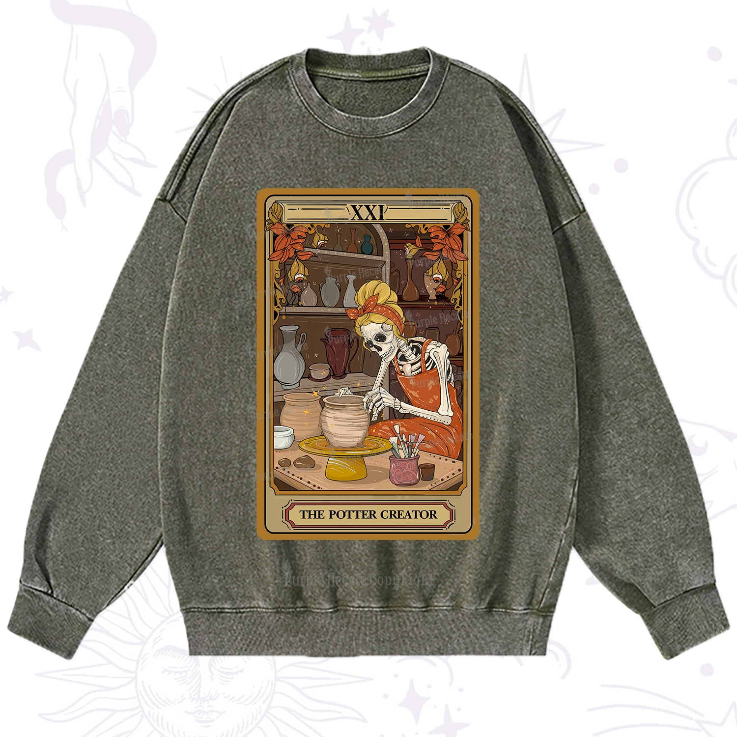 Purplehecate The Potter Tarot Washed Sweatshirt