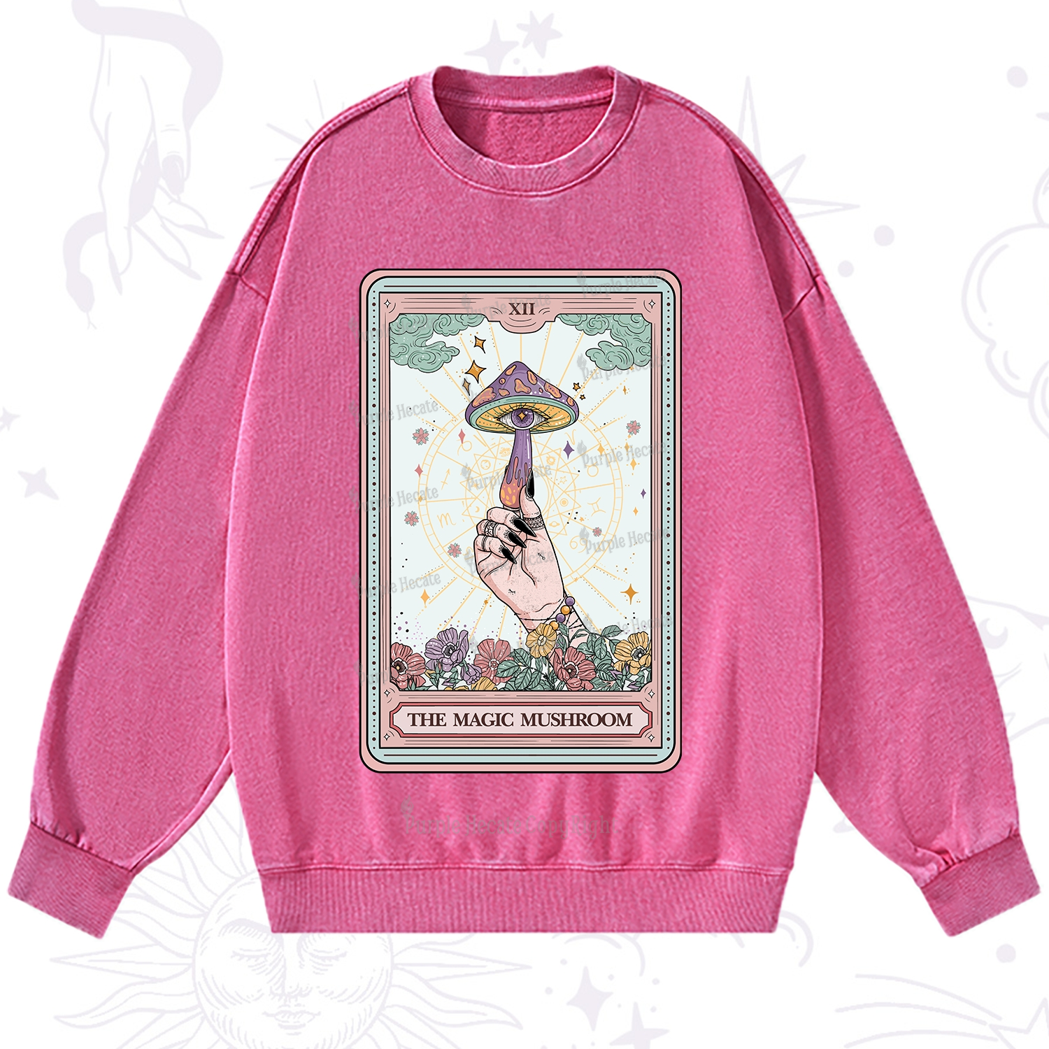 Purplehecate The Magic Murshroom Tarot Washed Sweatshirt