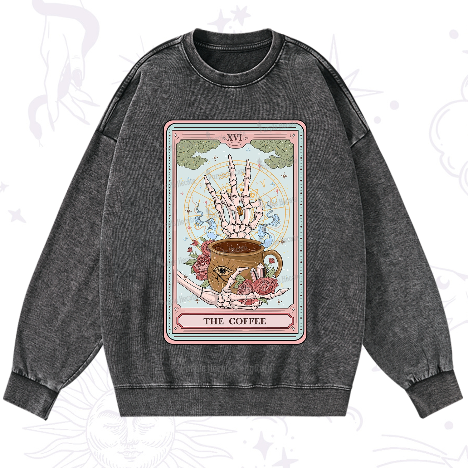 Purplehecate The Coffee Tarot Washed Sweatshirt