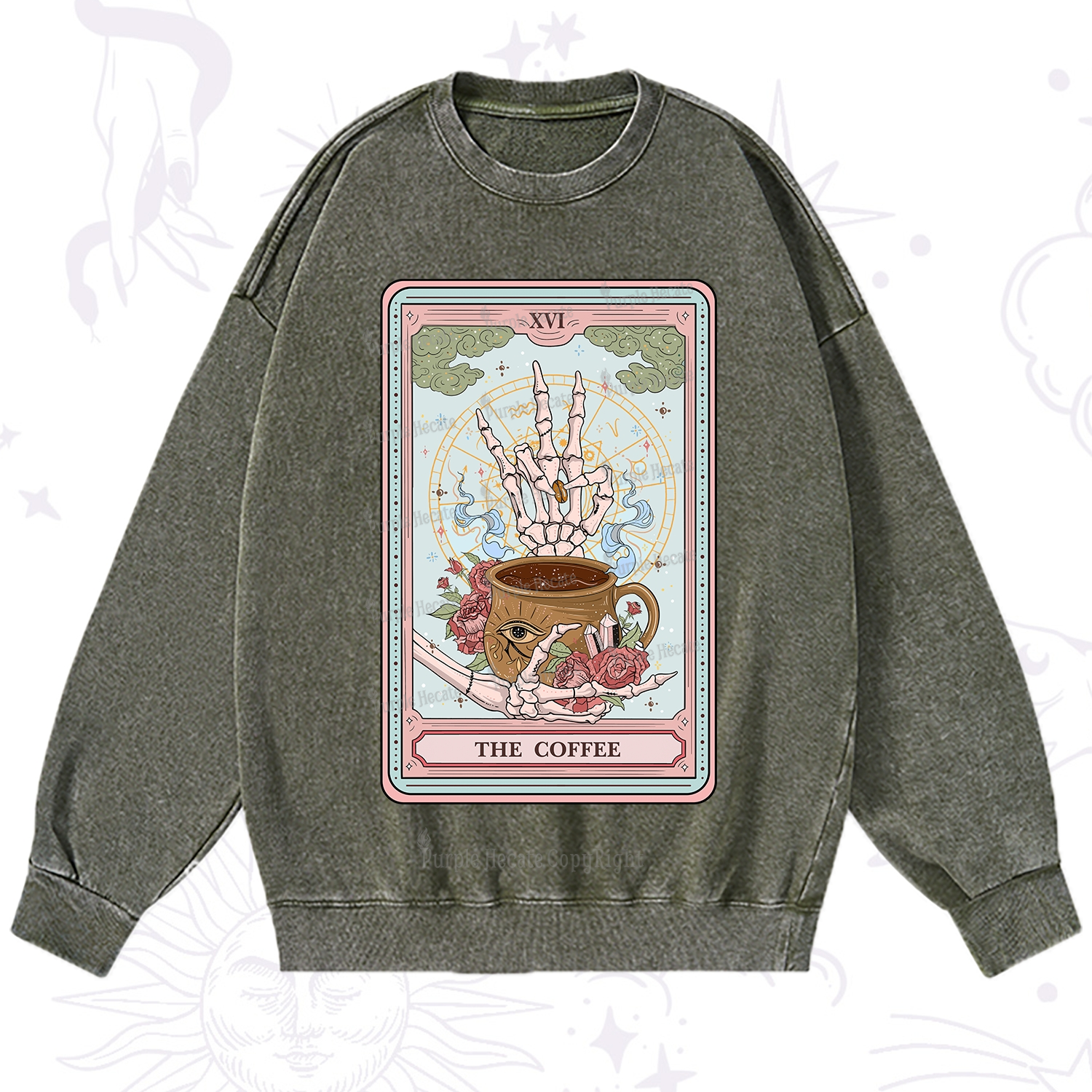 Purplehecate The Coffee Tarot Washed Sweatshirt