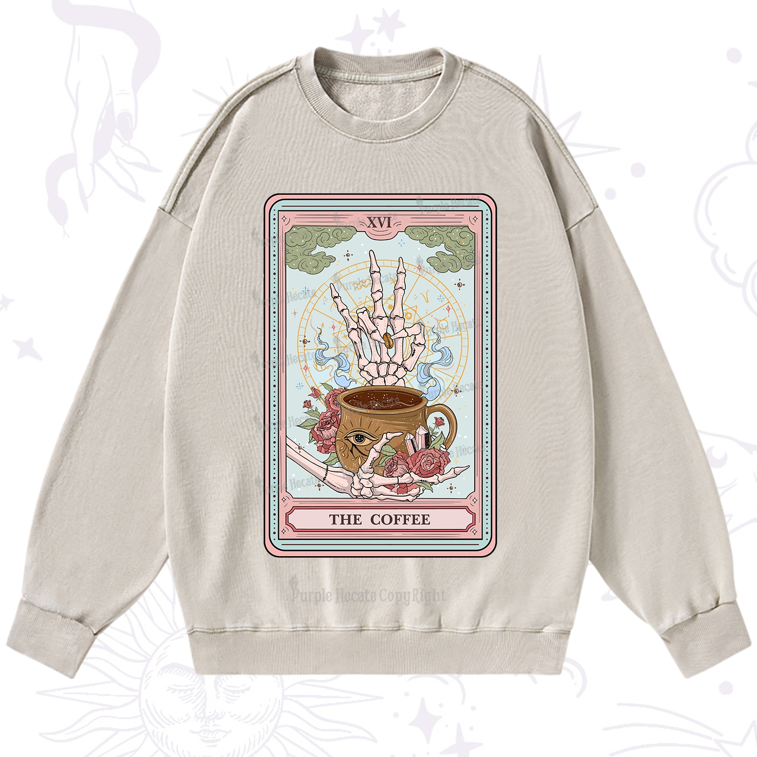 Purplehecate The Coffee Tarot Washed Sweatshirt
