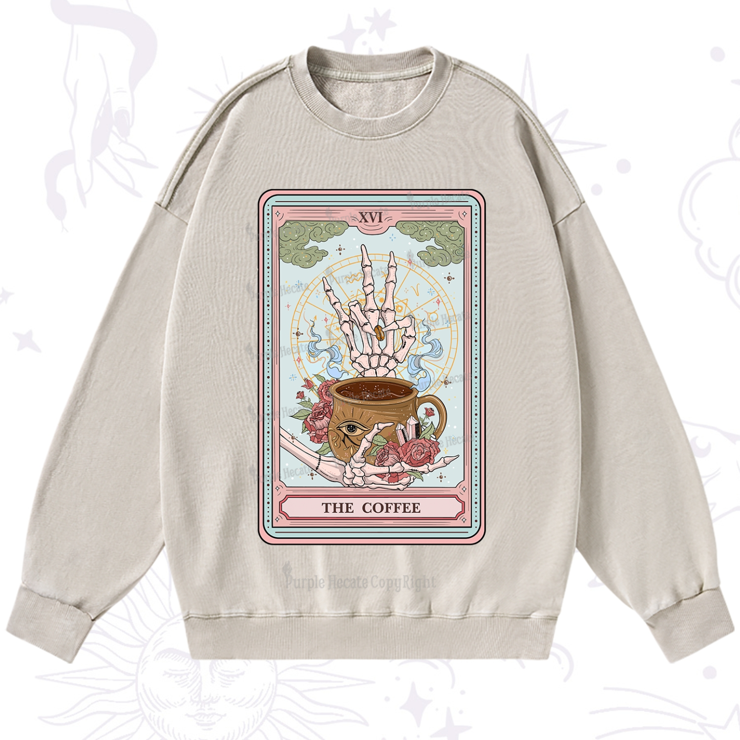 Purplehecate The Coffee Tarot Washed Sweatshirt