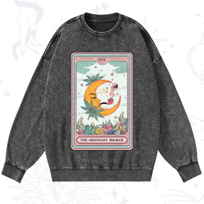 Purplehecate The Midnight Smoker Tarot Washed Sweatshirt