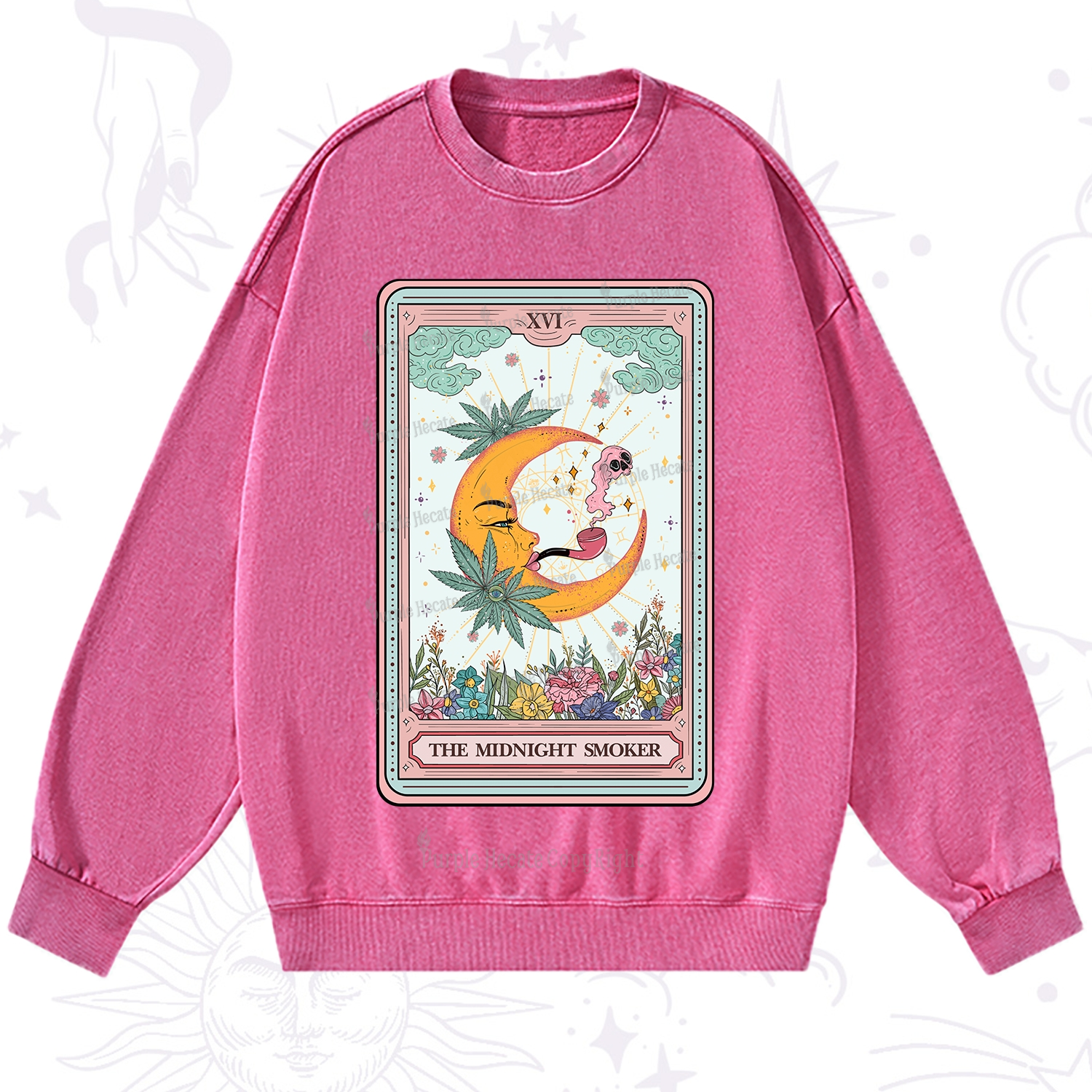 Purplehecate The Midnight Smoker Tarot Washed Sweatshirt