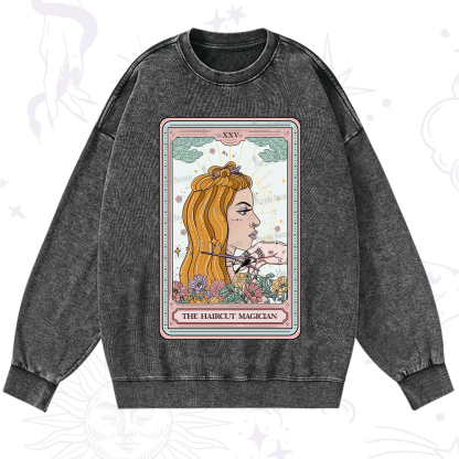 Purplehecate The Haircut Magician Tarot Washed Sweatshirt