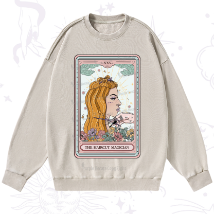 Purplehecate The Haircut Magician Tarot Washed Sweatshirt