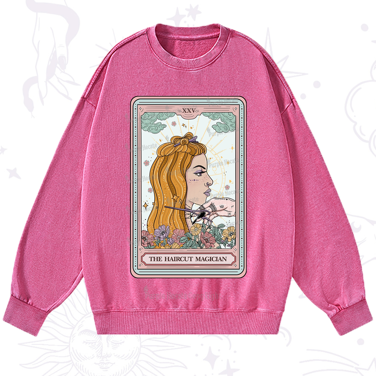 Purplehecate The Haircut Magician Tarot Washed Sweatshirt