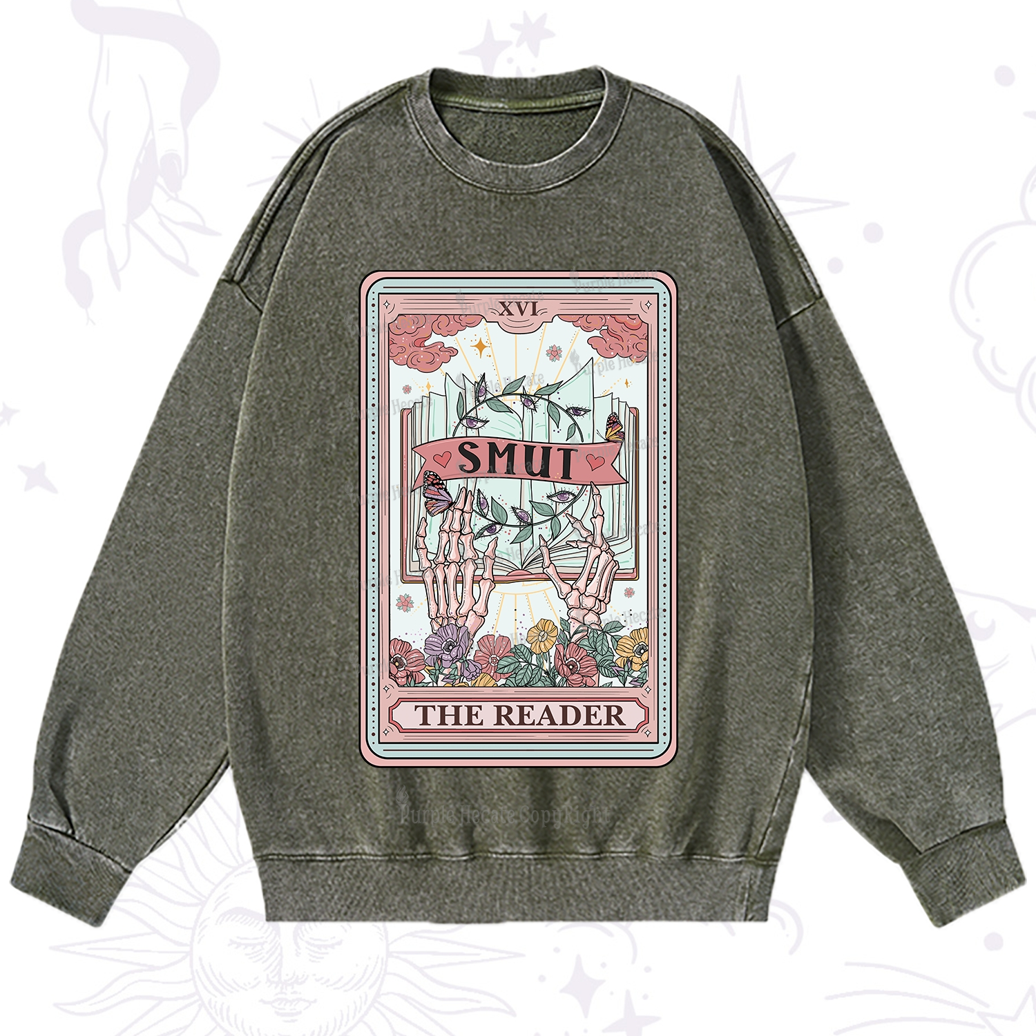 Purplehecate The Smut Reader Tarot Washed Sweatshirt
