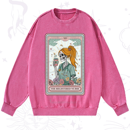 Purplehecate The Registered Nurse Skeleton Tarot Washed Sweatshirt