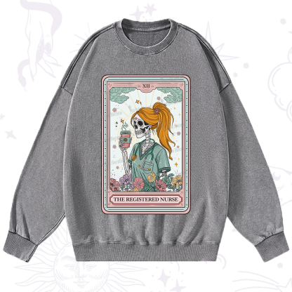 Purplehecate The Registered Nurse Skeleton Tarot Washed Sweatshirt