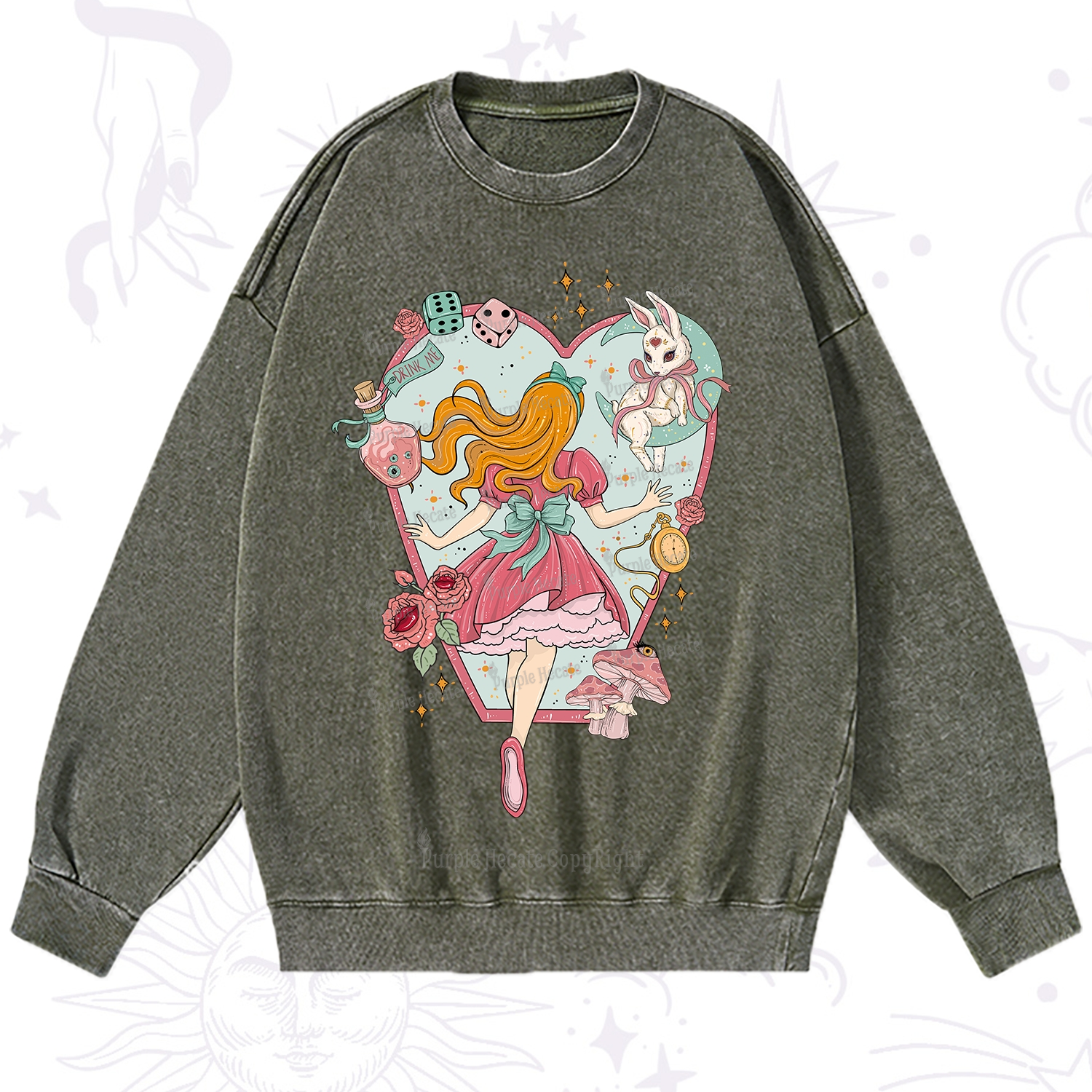 Purplehecate Alice's Secret Garden Washed Sweatshirt