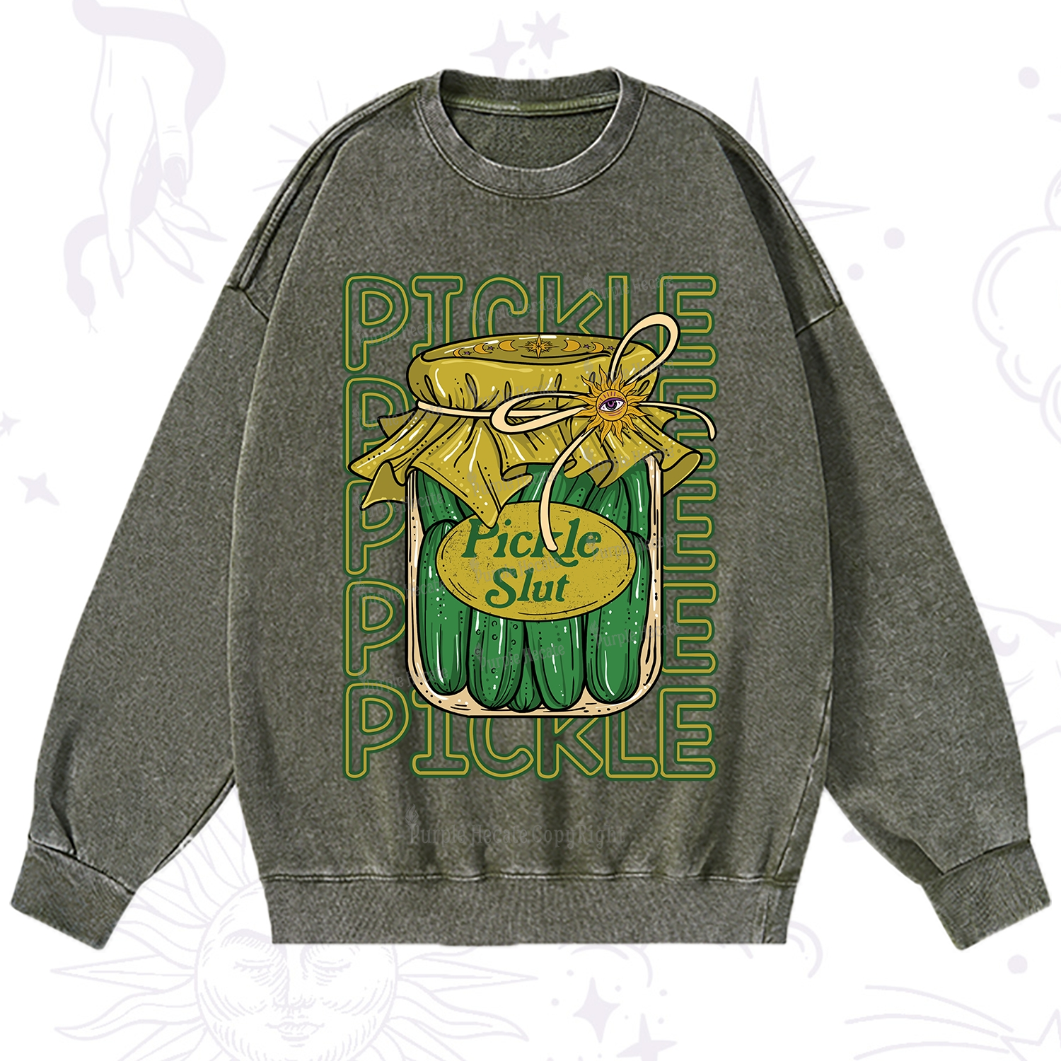 Purplehecate Pickle Slut Washed Sweatshirt