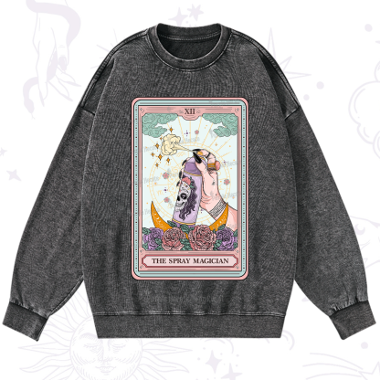 Purplehecate The Spray Magician Tarot Card Washed Sweatshirt