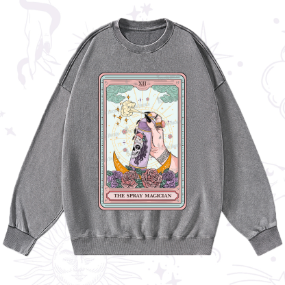 Purplehecate The Spray Magician Tarot Card Washed Sweatshirt