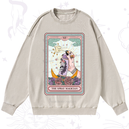 Purplehecate The Spray Magician Tarot Card Washed Sweatshirt