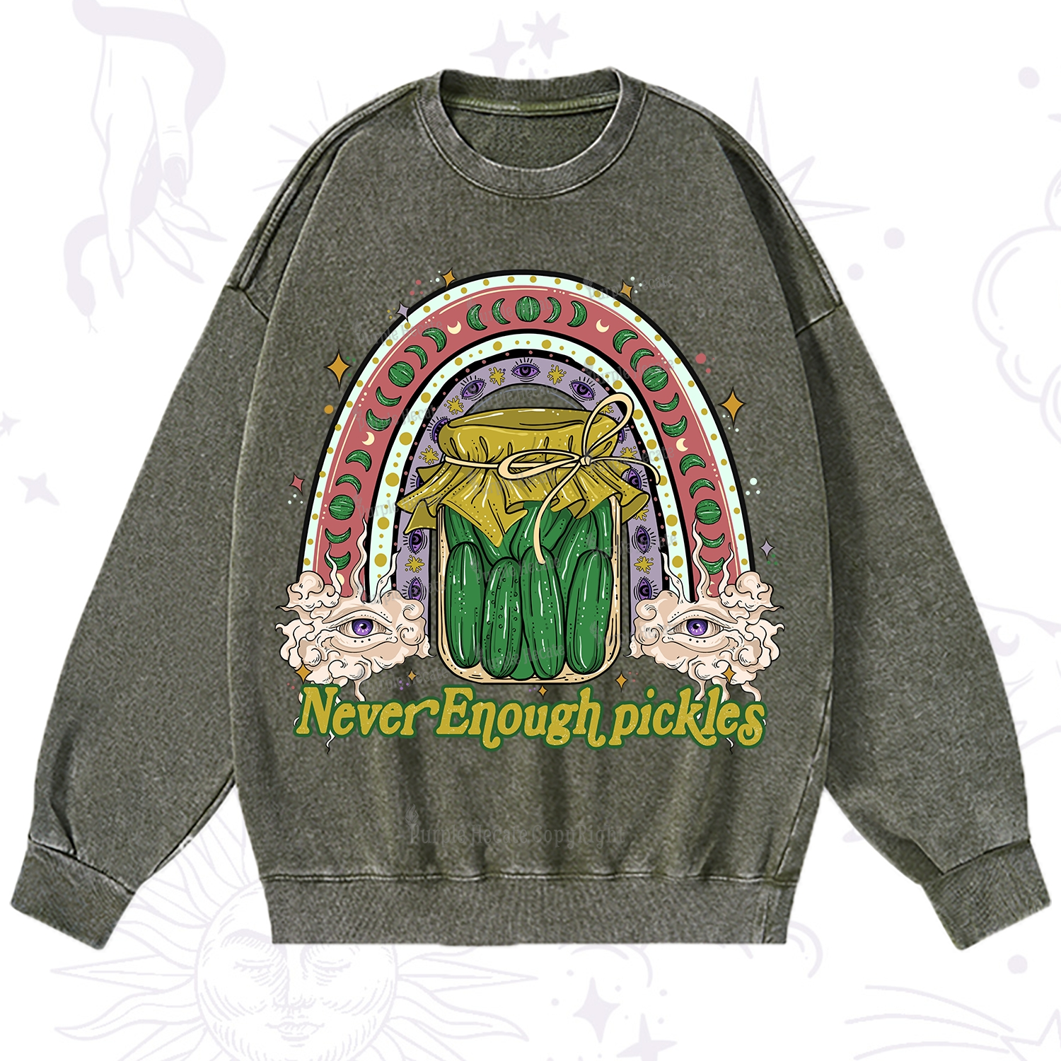 Purplehecate Never Enough Pickles Washed Sweatshirt