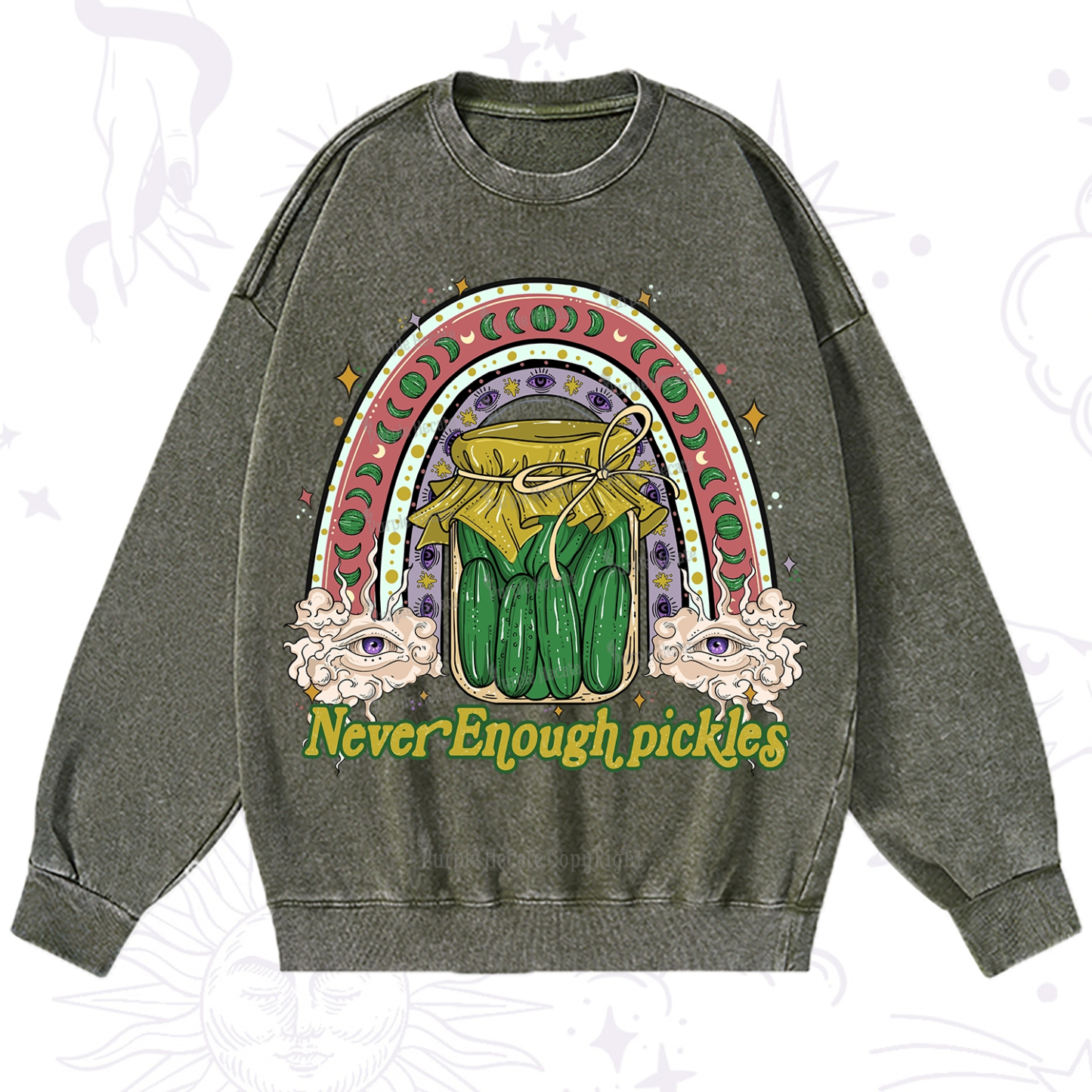 Purplehecate Never Enough Pickles Washed Sweatshirt