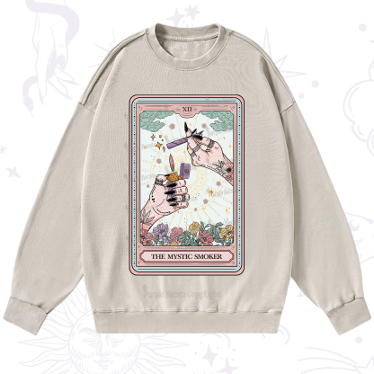 Purplehecate The Mystic Smoker Tarot Card Washed Sweatshirt