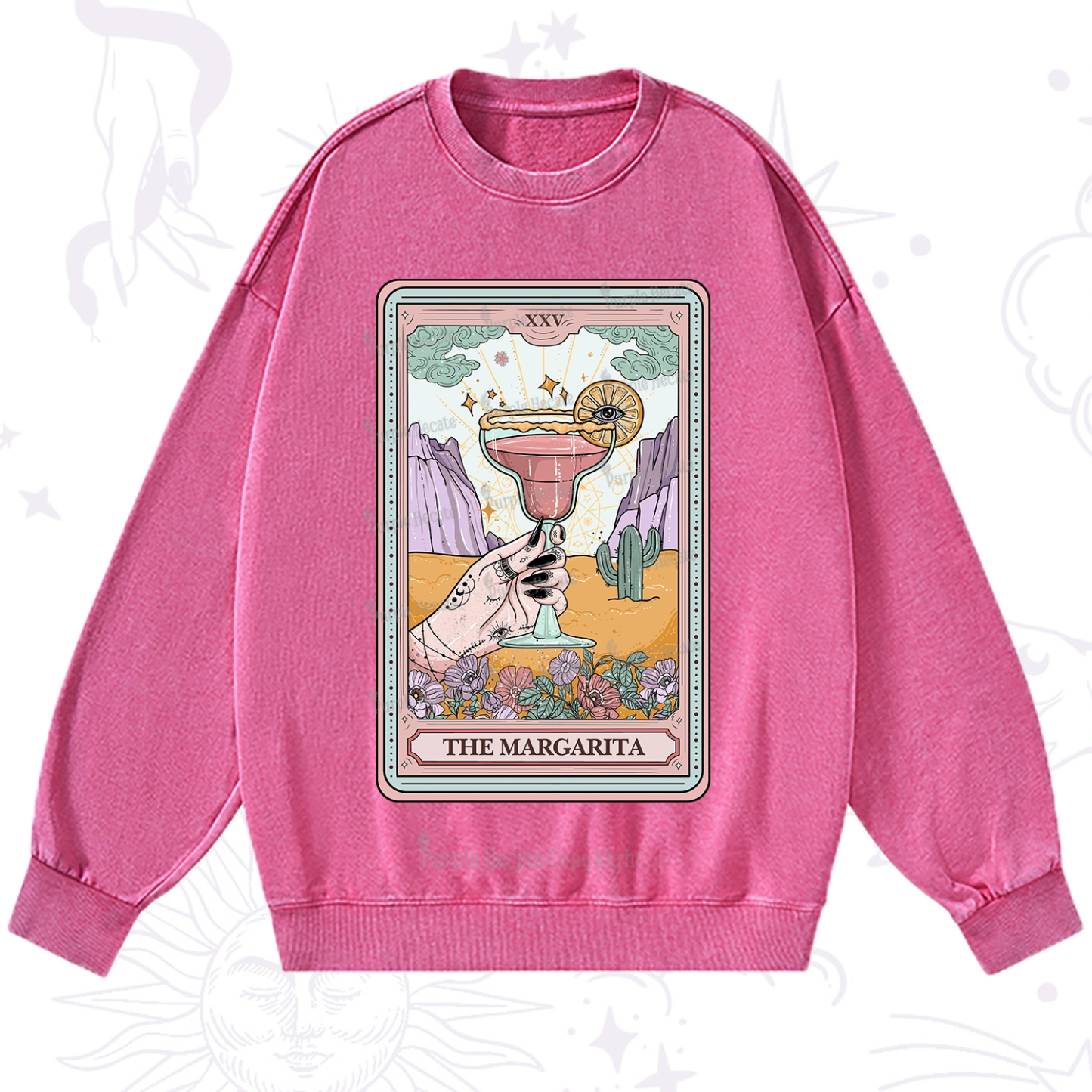 Purplehecate The Margarita Tarot Card Washed Sweatshirt